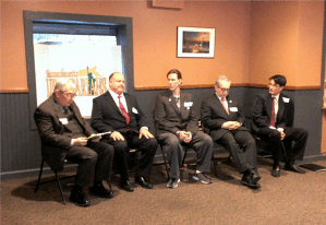 From left to right. George Phillies, Steve Kerbel, Darryl Perry, Dr. Marc Feldman, and Derrick Michael Reid