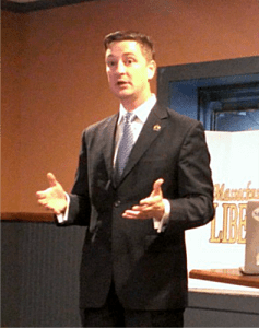 Nicholas Sarwark address the crowd